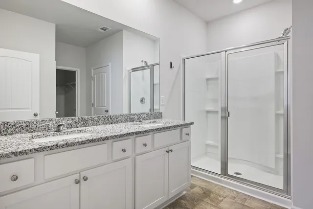 a bathroom with a shower