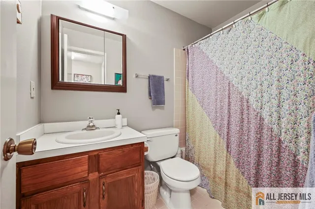 a bathroom with a sink toilet and mirror