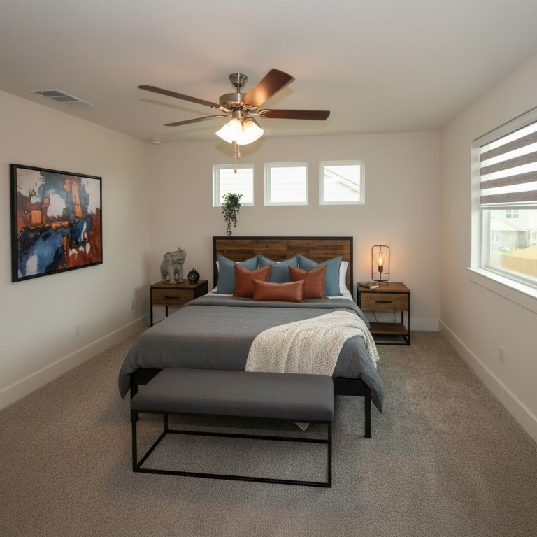 131 Furlong Drive Georgetown, TX 78626 - Photo 4 of 36 Spacious primary bedroom with room for everything. (photos may reflect virtual staging of furniture)