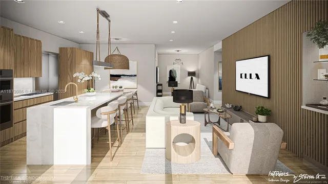 a kitchen with stainless steel appliances kitchen island granite countertop a sink a stove and cabinets