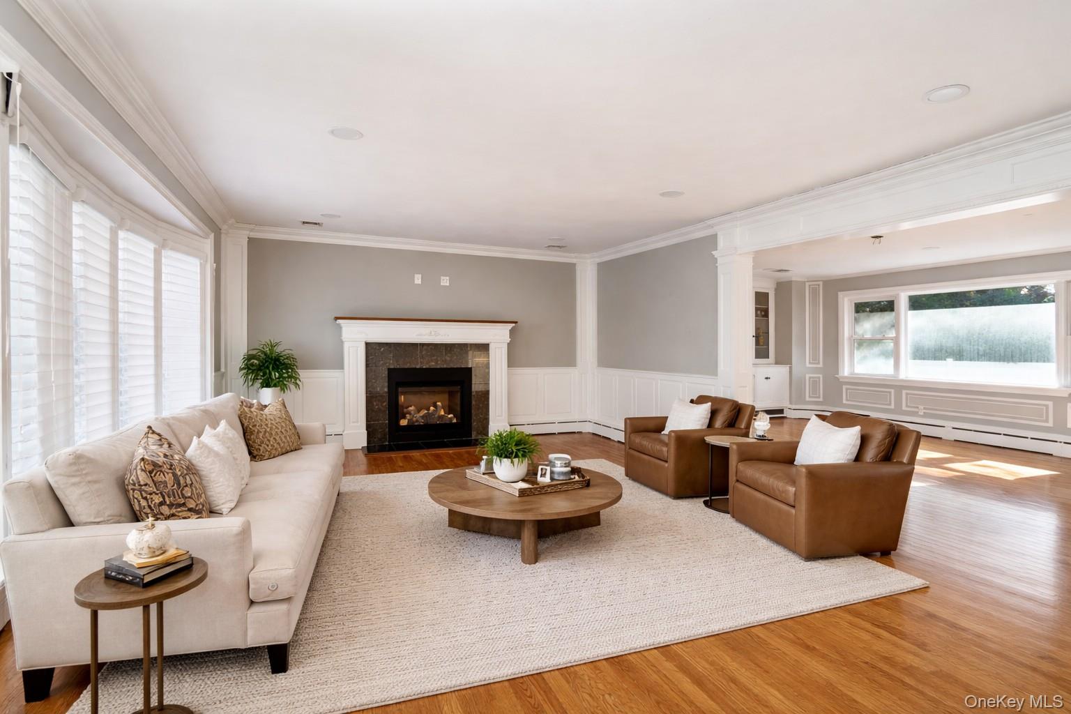 148 Exeter Road Massapequa, NY 11758 - Photo 10 of 28 a living room with furniture and a fireplace
