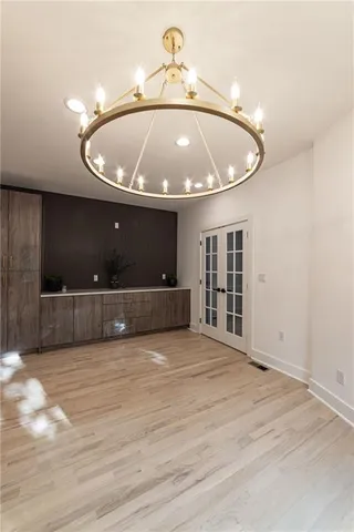 a close up of a black white door