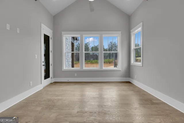 a view of an empty walk in closet