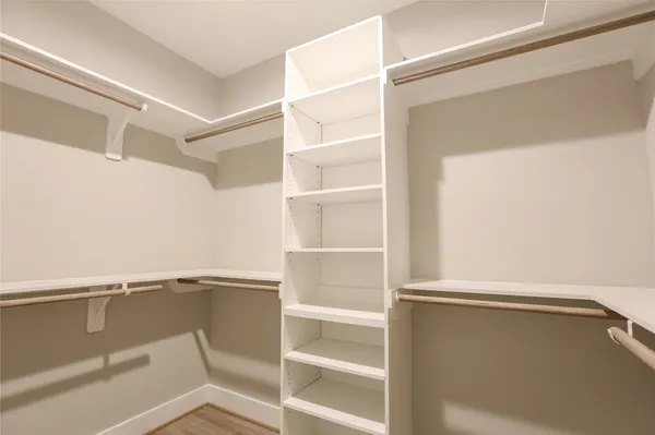 a view of an empty walk in closet