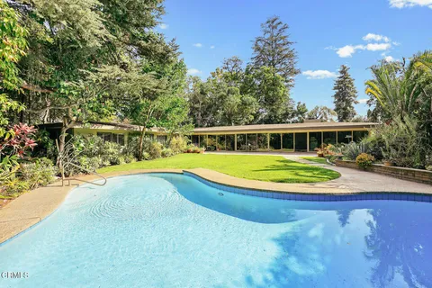 a view of pool and a yard