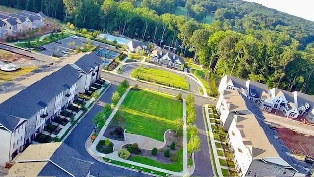 an aerial view of a house