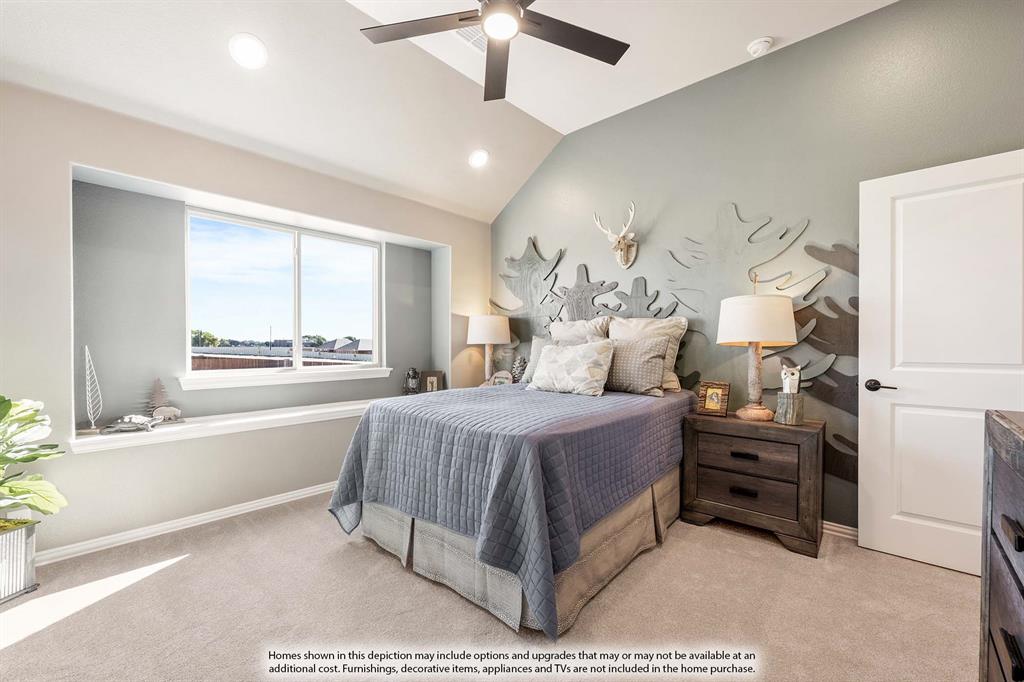 5214 Stone Lane Midlothian, TX 76065 - Photo 38 of 40 a bedroom with a bed and a large window with the outer view