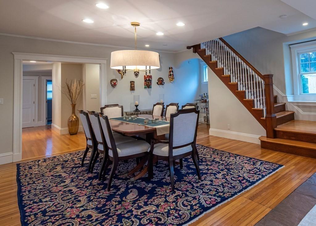 9 Blake Road Lexington, MA 02420 - Photo 8 of 41 a view of a dining room with furniture and wooden floor