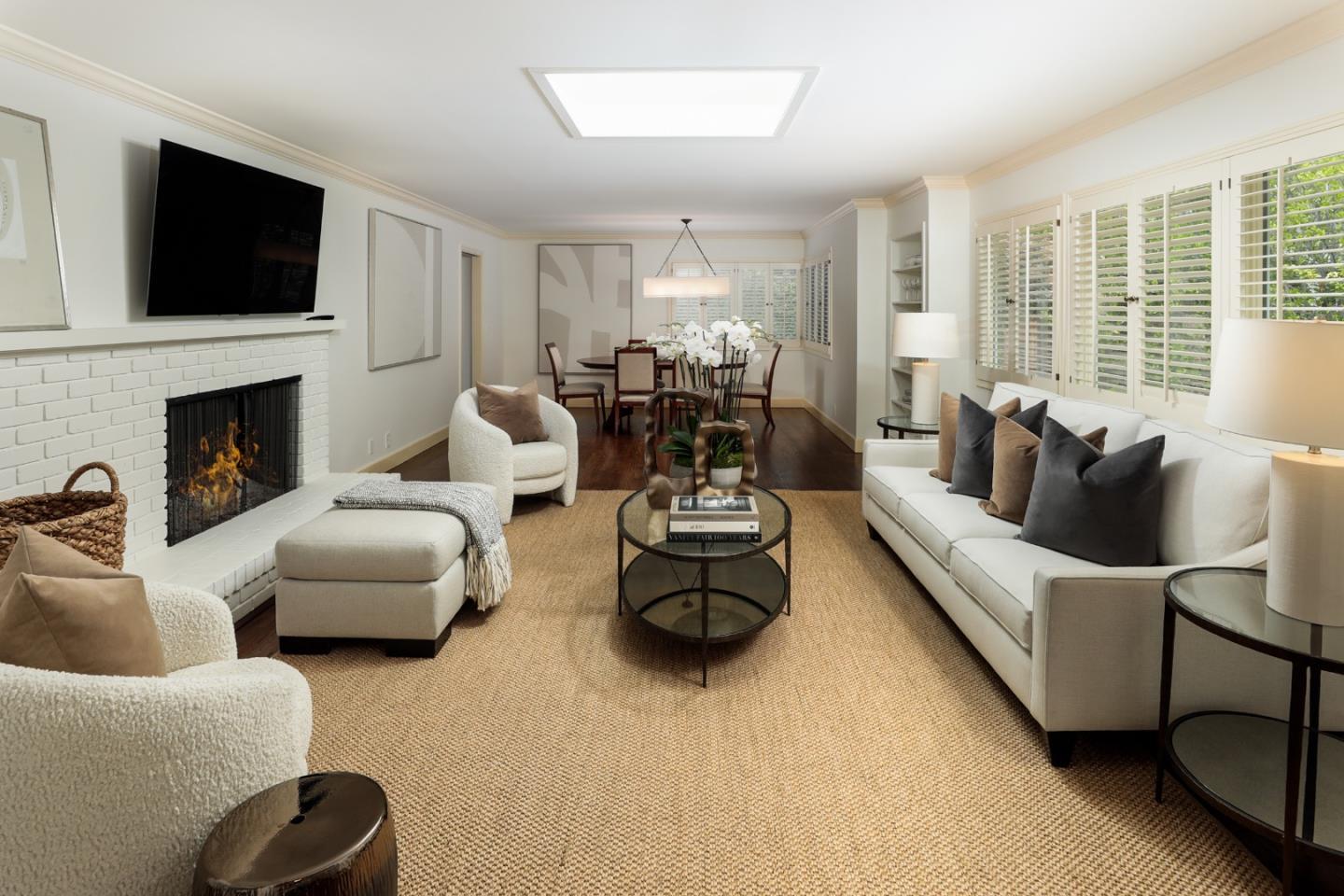 165 Pineview Lane Menlo Park, CA 94025 - Photo 4 of 13 a living room with furniture fireplace and flat screen tv