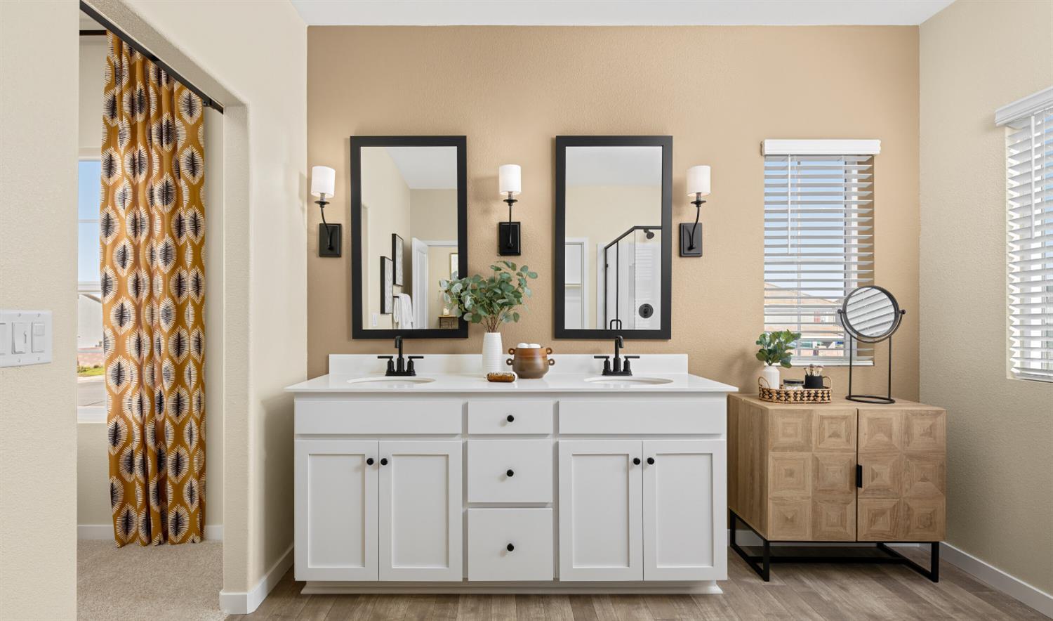 12254 Goldfinch Way Rancho Cordova, CA 95742 - Photo 18 of 19 a bathroom with a double vanity sink and a mirror
