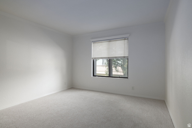 6936 South 775 East, Unit B Midvale, UT 84047 - Photo 18 of 33 Empty room featuring carpet flooring and crown molding