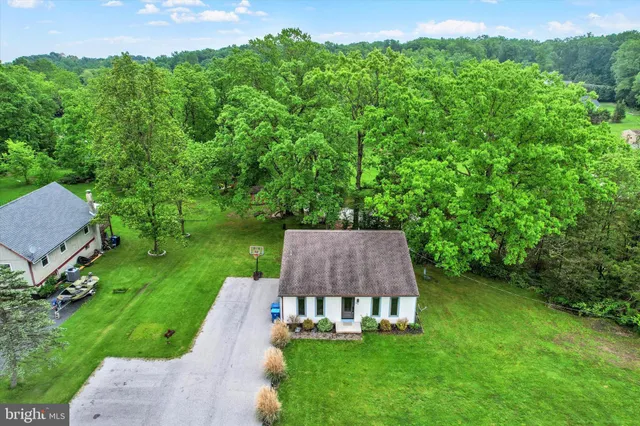 an aerial view of a house