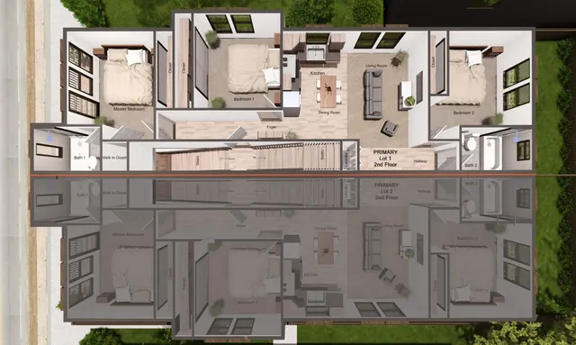 a aerial view of multi story residential apartment building