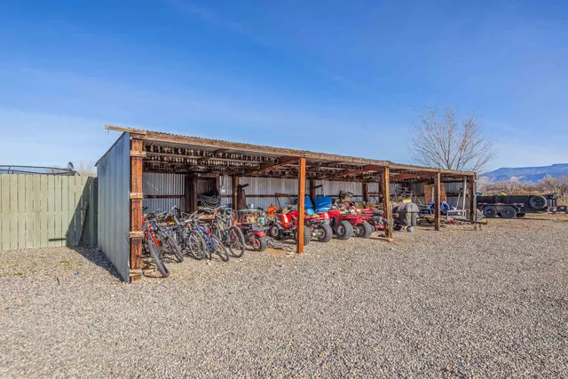 a view of a bike storage in front of a building