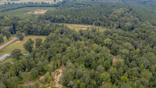 a view of a lake with a yard