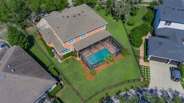 an aerial view of a house