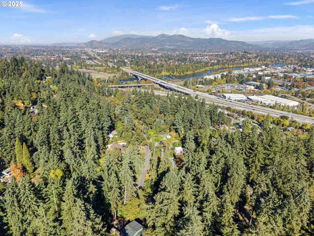 a view of a city with mountains in the background