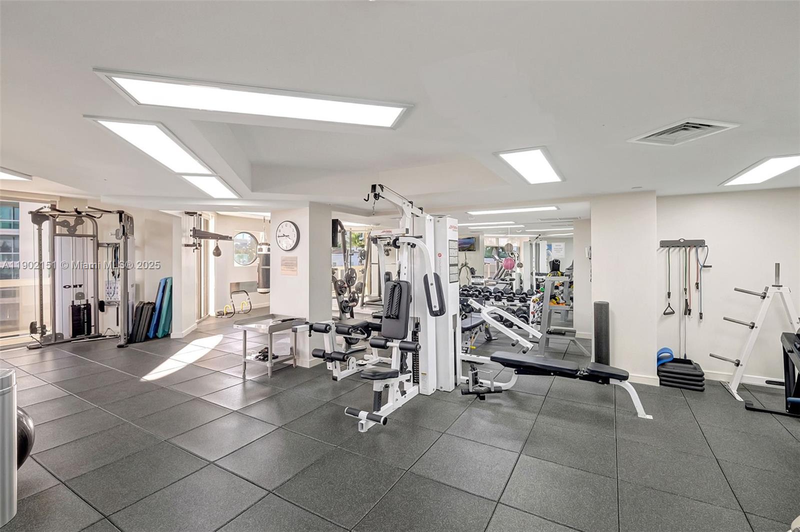 20185 East Country Club Drive, Unit 1405 Aventura, FL 33180 - Photo 47 of 67 a view of a living room with gym equipment