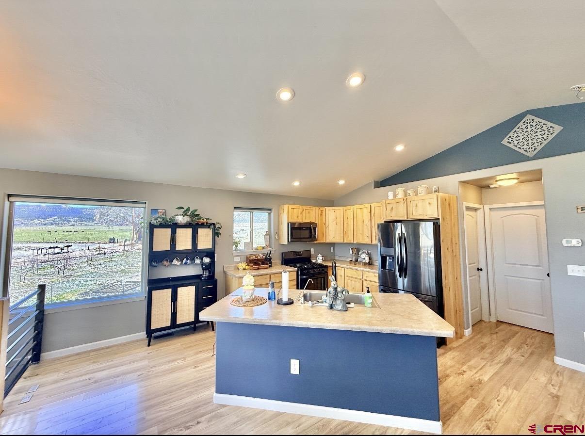 15807 5790th Road Montrose, CO 81403 - Photo 8 of 30 a living room with stainless steel appliances granite countertop furniture wooden floor and a bookshelf