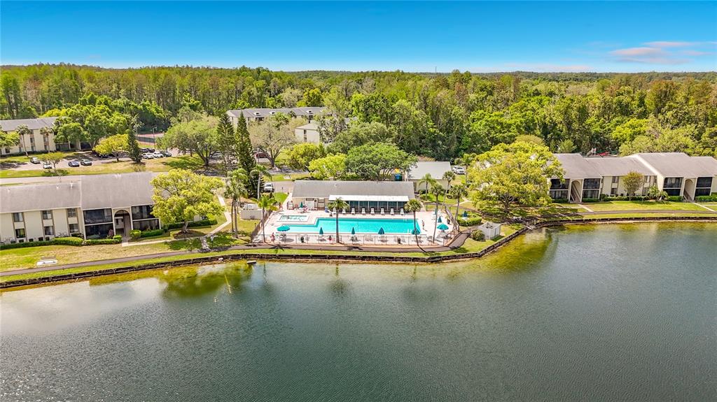 1372 Pine Ridge Circle East, Unit H3 Tarpon Springs, FL 34688 - Photo 42 of 53 an aerial view of residential houses with outdoor space and swimming pool