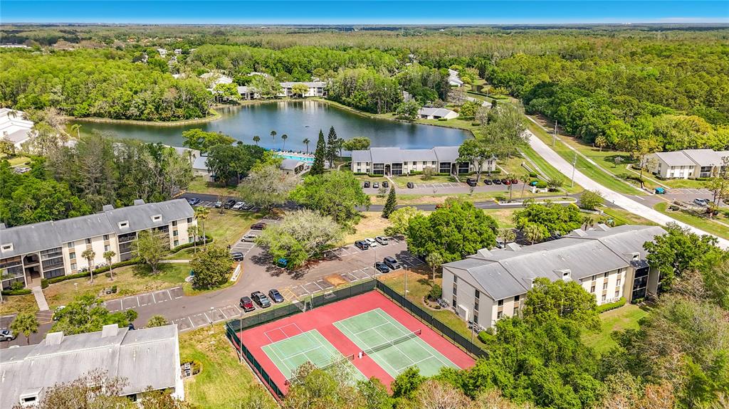 1372 Pine Ridge Circle East, Unit H3 Tarpon Springs, FL 34688 - Photo 48 of 53 an aerial view of residential house with outdoor space and pool