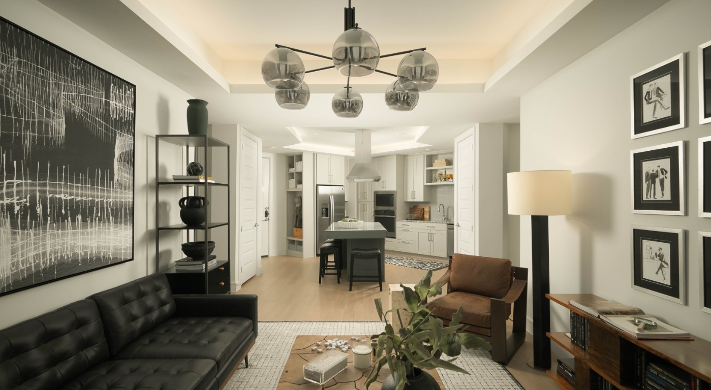 10520 Lakeline Mall Drive, Unit 246 Austin, TX 78717 - Photo 13 of 23 a living room with furniture and a chandelier