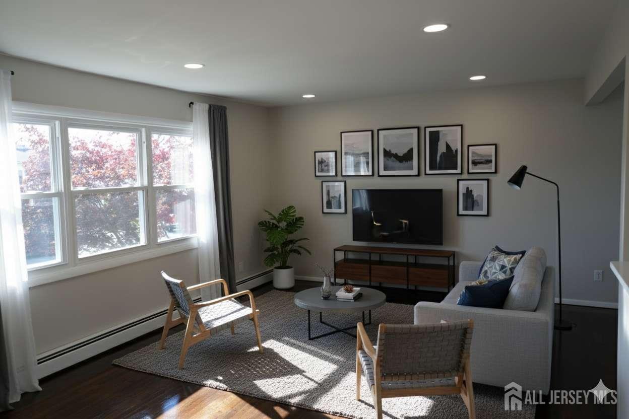 679 Rensselaer Avenue Staten Island, NY 10312 - Photo 3 of 6 a living room with furniture fireplace and flat screen tv