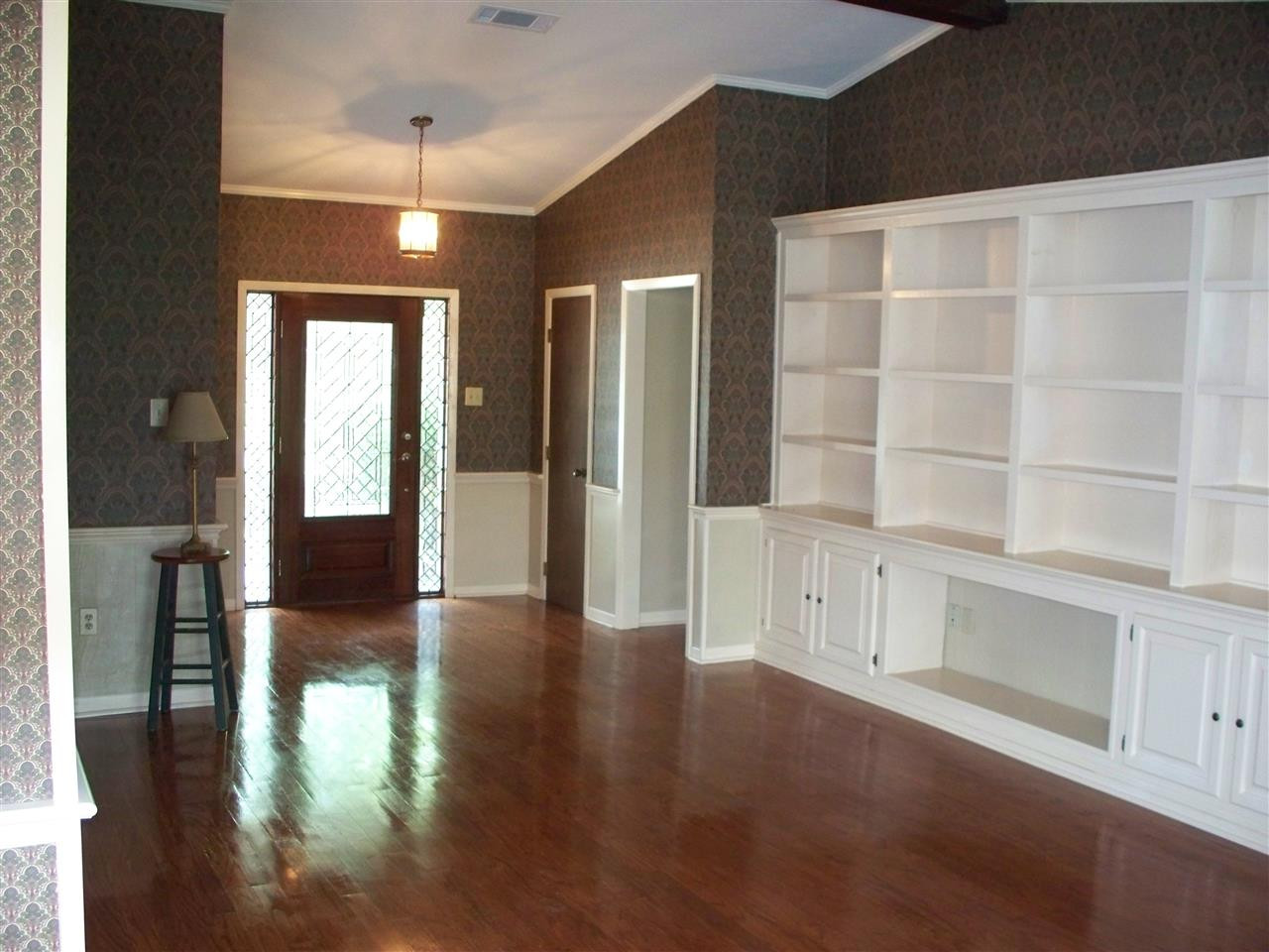 View of family room toward front door.