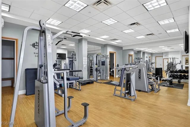 a view of a room with gym equipment