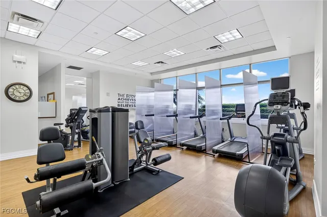 a view of a room with gym equipment