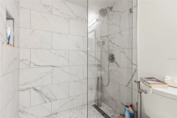 a bathroom with a shower