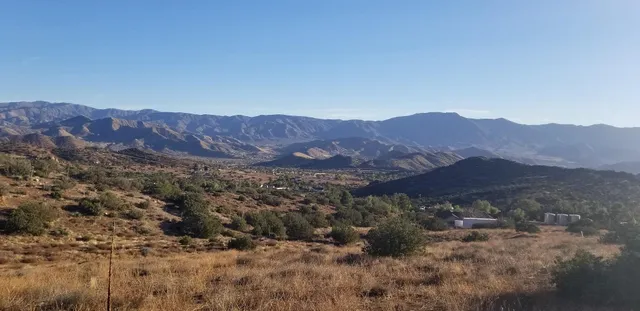 a view of a lush green hillside and a houses