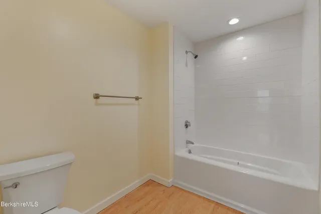 a bathroom with a bathtub