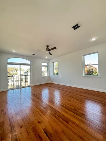 a bathroom with a bathtub and shower