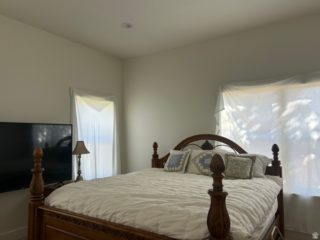 2688 Read Lane Preston, ID 83263 - Photo 15 of 18 Bedroom featuring neutral wall paint, recessed ceiling lighting, and two windows providing natural illumination