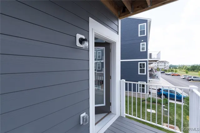 a view of a balcony with city view