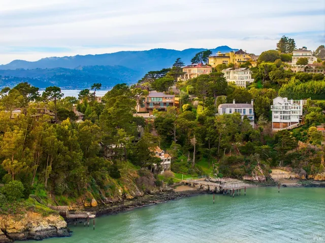 a view of a lake with a mountain