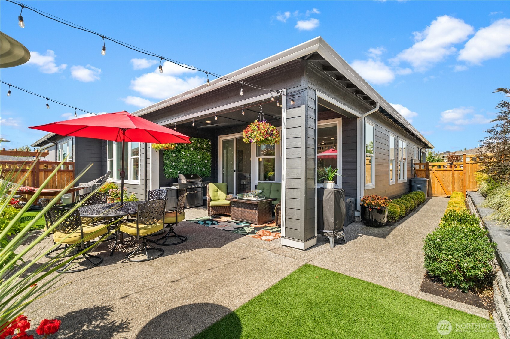 15215 182nd Avenue East Bonney Lake, WA 98391 - Photo 34 of 40 a view of the patio with chairs and umbrellas