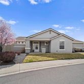 a view of a house with a yard and large tree