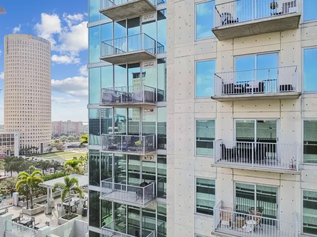 a view of a city with tall buildings