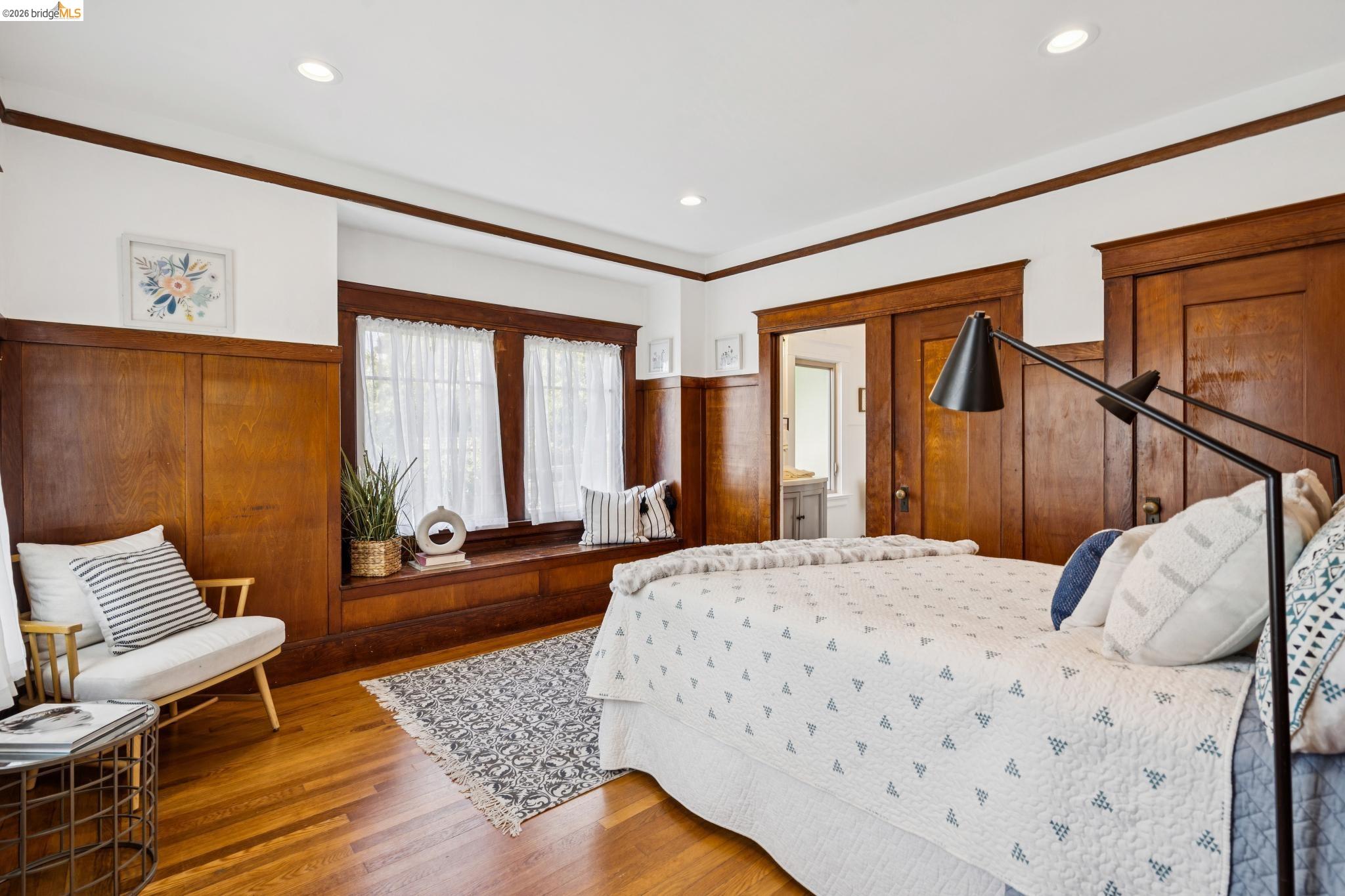 1701 Derby Street Berkeley, CA 94703 - Photo 30 of 39 Hardwood flooring with recessed lighting and a built-in window seat