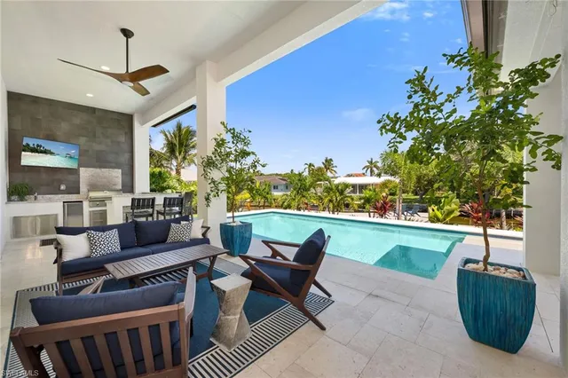 a patio with patio area