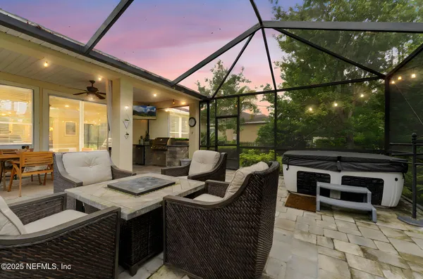 a outdoor living space with furniture