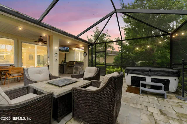 a outdoor living space with furniture