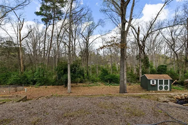 a terrace with trees