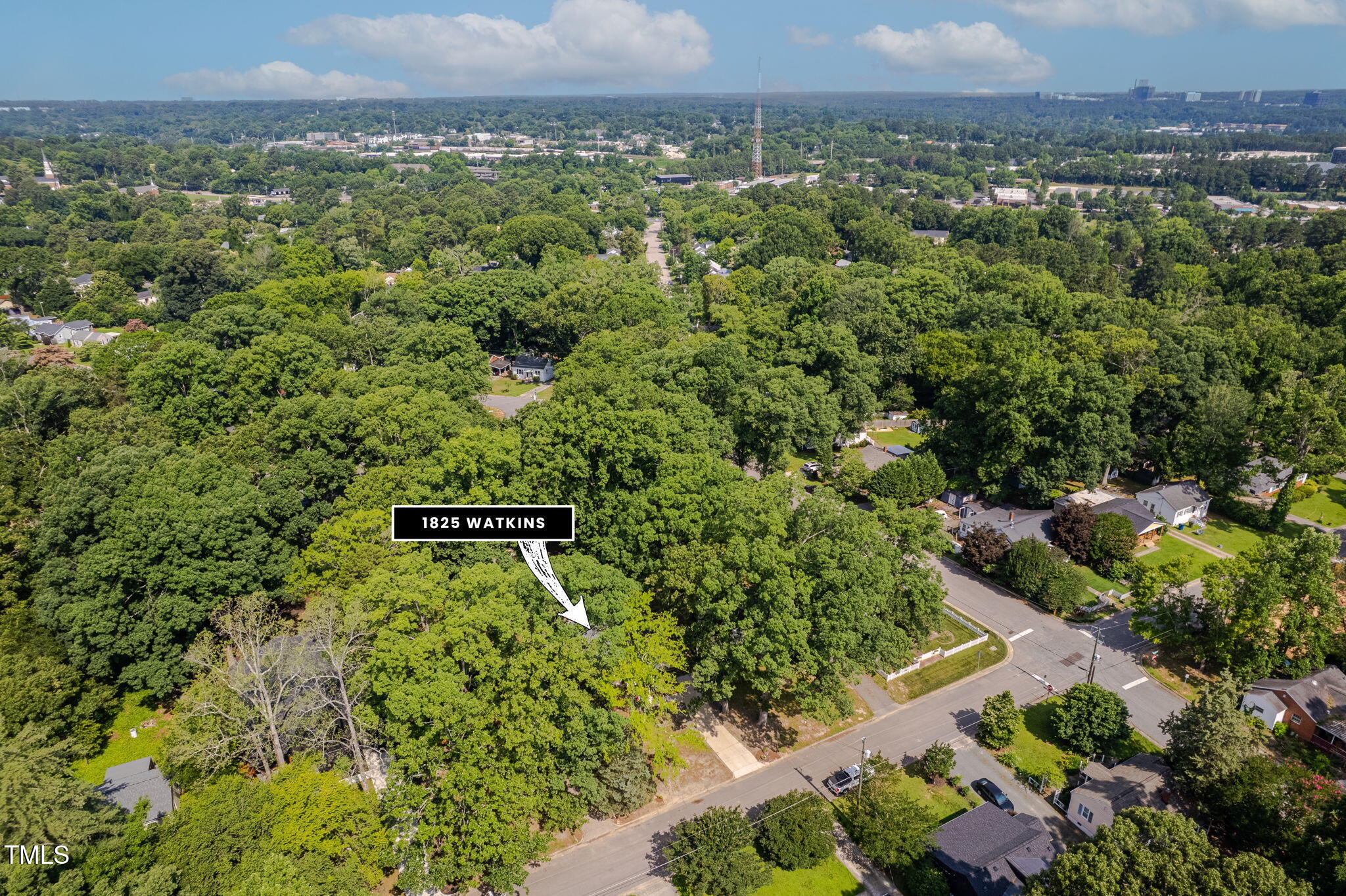 1825 Watkins Street Raleigh, NC 27604 - Photo 26 of 27 an aerial view of a residential houses with outdoor space and trees