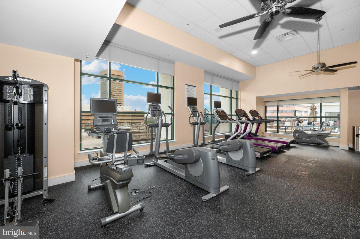 414 Water Street, Unit 2805 Baltimore, MD 21202 - Photo 22 of 26 a view of a room with gym equipment