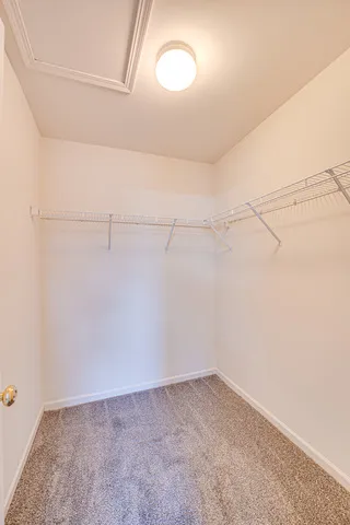 a view of a room with racks on the wall