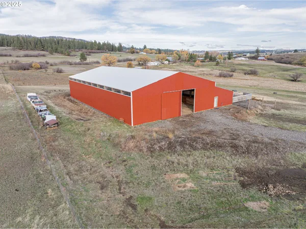 an aerial view of a house