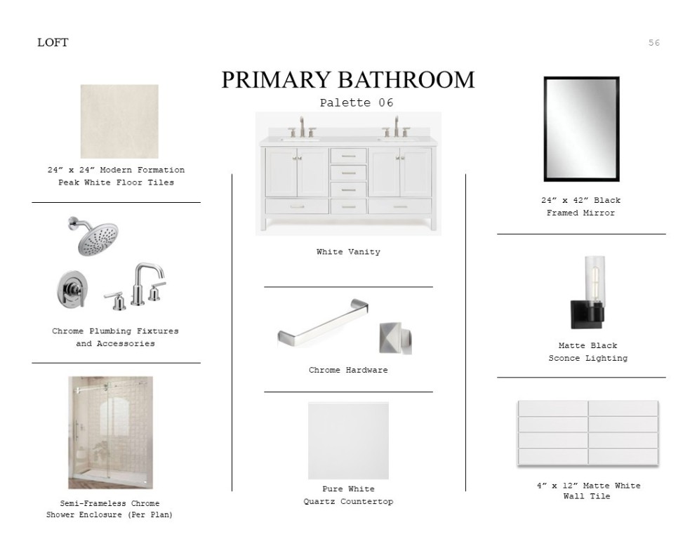 2822 Clapbread Lane Rosenberg, TX 77471 - Photo 18 of 37 Loft Look Palette 6: Primary Bathroom Selection Sheet (*Artist rendering used for illustration purposes only.)